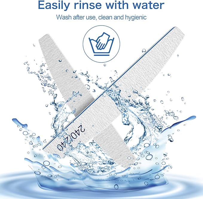 BLESWIN Professional Nail Files 240240 Grit 12 Pcs DoubleSided Emery Boards for Natural Nails Washable and Reusable for Grooming and Styling - Image 3