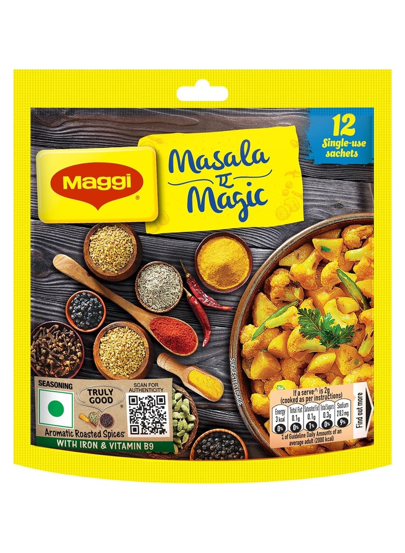 ماجي ماسالا-إي-ماجيك ماسالا الخضروات، كيس 72 جرام (6 جرام × 12 كيس) الكل في واحد ماسالا للخضروات الجافة والبانيير والدال والمزيد - Image 1