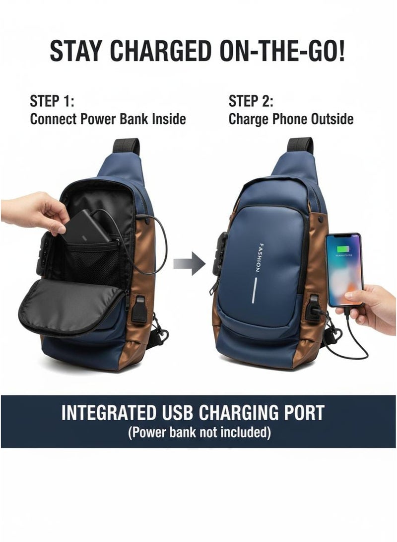 Spaceshoop Anti-theft Sling Bag Business Bag Chest Crossbody bags with USB - Image 4