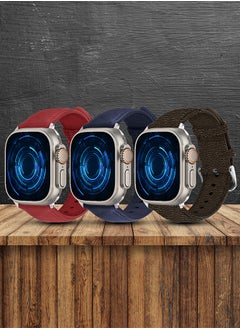 CATANES 3 Pack For Apple Watch Band 49mm/45mm/44mm Leather Band Buckle Strap Wristband Compatible with Apple watch series Ultra2/Ultra/8/7/SE/5/4/3/2/1  - Image 2
