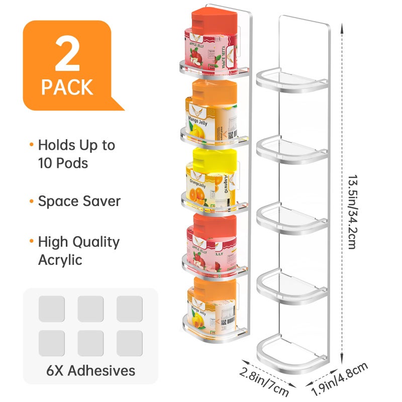 NiHome حاملات بود أكريليك شفافة NiHome 2PCS متوافقة مع Ninja Thirsti Drops، رفوف تخزين مثبتة على الحائط أو الآلة مصنوعة من الأكريليك السميك والمتين مع لاصق نانو، تصميم موفر للمساحة لتنظيم النكهات بسهولة - Image 4