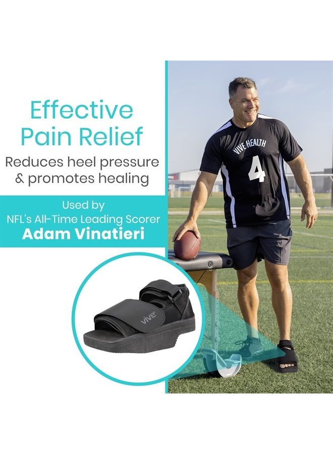 VIVE حذاء ما بعد الجراحة بزاوية - حذاء لتخفيف الضغط عن الكعب أو الكاحل - استعادة طبية للقدم بعد جراحة العظام أو الأنسجة الرخوة، الكسور، التهاب اللفافة الأخمصية، القرح، القدمين (للرجال حتى 6.5 / للنساء 6-8) - Image 2