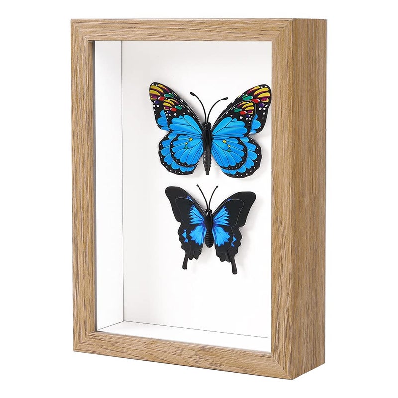 KAPIX KAPIX Small Shadow Box 4x6 Picture Frame with Real Glass Deep Wood Memory Box Display case for FlowersTicketMemorabiliaKeepsakeMedalArt and PhotosBurlywood 