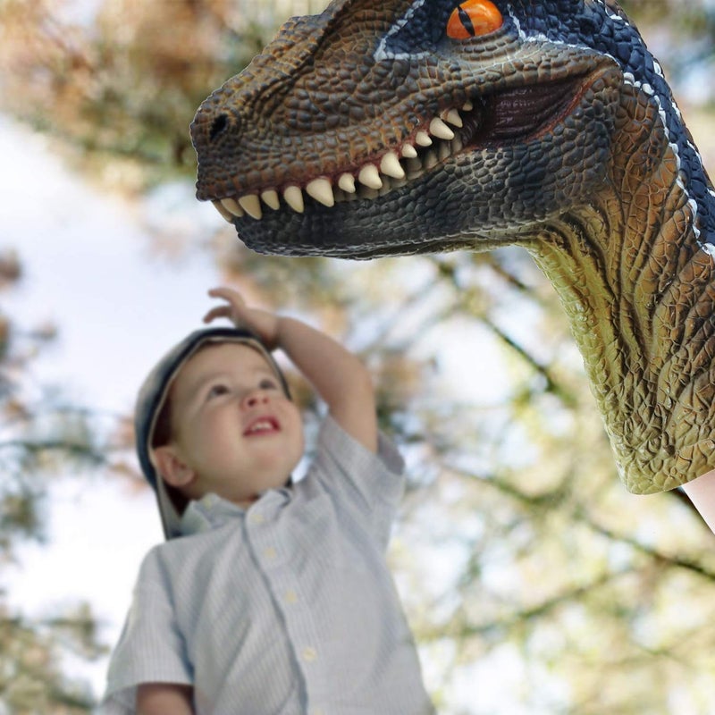 Gemini&Genius Dinosaur Toys Tyrannosaurus Rex and Blue Velociraptor Hand Puppets Dinosaur Animal World Action Figure Set Funny Scared Head Hand Puppets for Home Stage and Class Role Play Toys - Image 5
