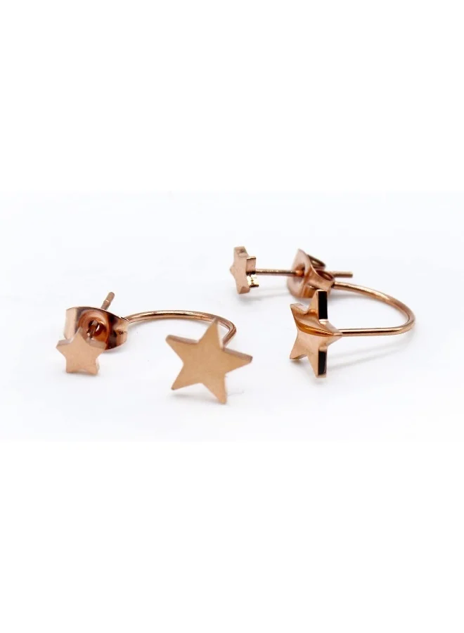 Lee Cooper Women'S Stainless Steel Rose Gold Plating Earrings - Lc.E.01086.440, 19 * 8Mm, No Gemstone