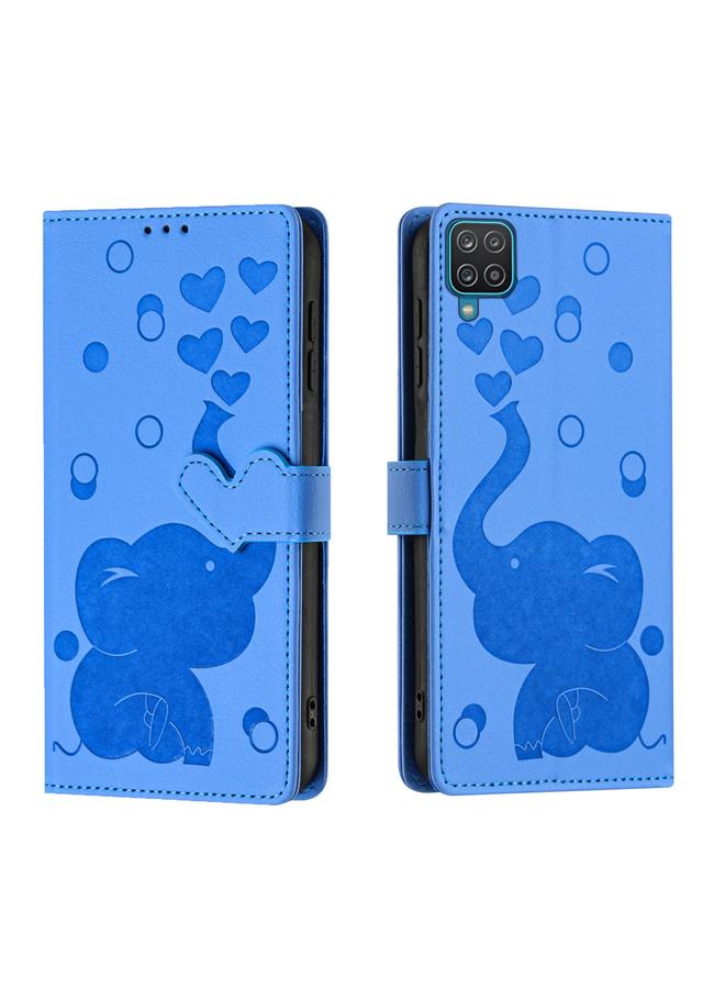 S-TOP Case For Samsung Galaxy A12 5G Cartoon Elephant Embossed Leather Phone Case - Image 1