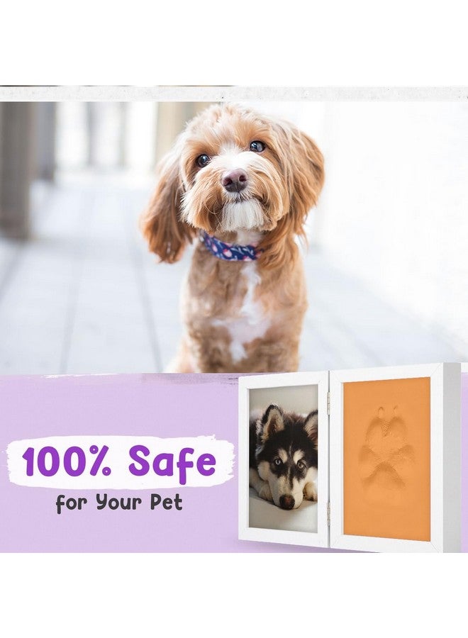 BABIES BLOOM Dog or Cat Paw Print with Photo Frame, Pet Paw Print Impression Kit, Dog or Cat Clay Pawprint Keepsake Wooden Photo Frame (Double Fold) (Orange) - Image 3