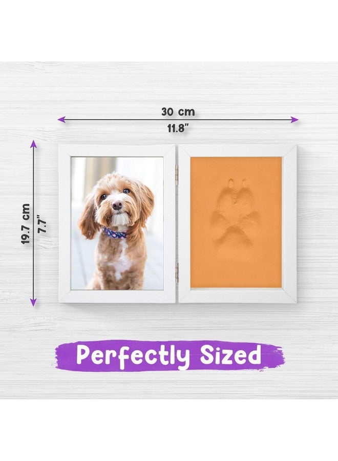 BABIES BLOOM Dog or Cat Paw Print with Photo Frame, Pet Paw Print Impression Kit, Dog or Cat Clay Pawprint Keepsake Wooden Photo Frame (Double Fold) (Orange) - Image 2