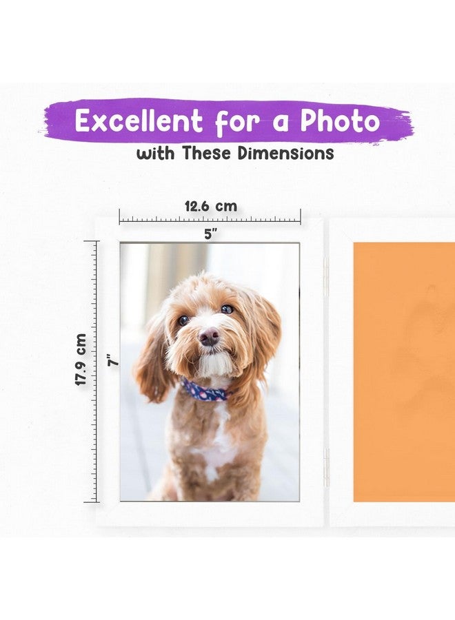 BABIES BLOOM Dog or Cat Paw Print with Photo Frame, Pet Paw Print Impression Kit, Dog or Cat Clay Pawprint Keepsake Wooden Photo Frame (Double Fold) (Orange) - Image 4
