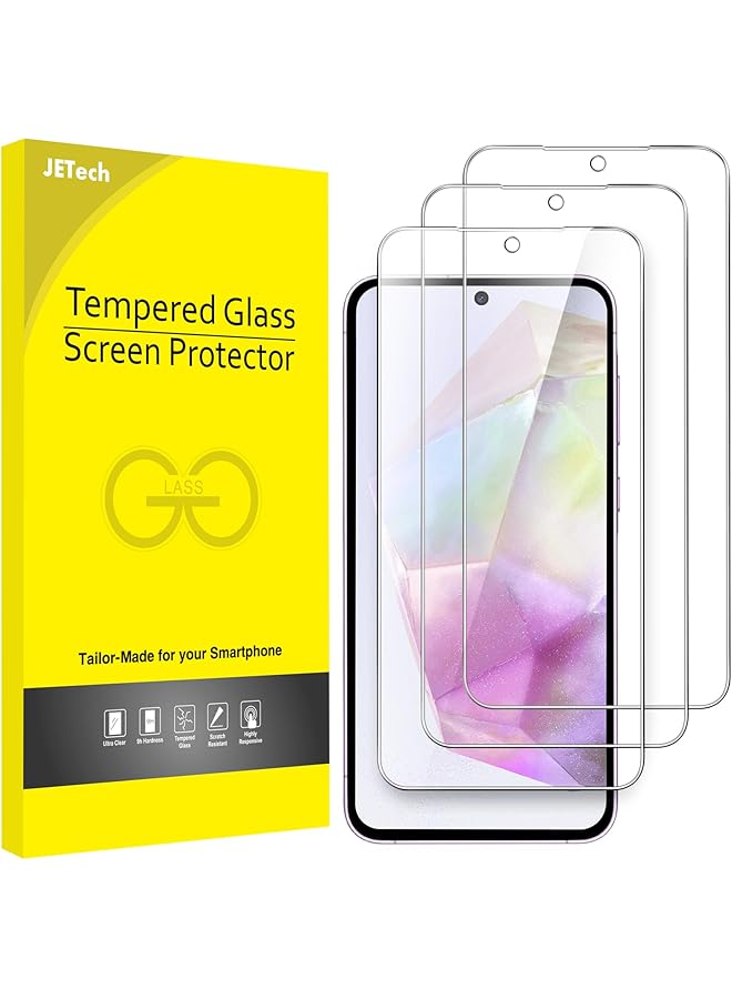 Jetech Screen Protector For Samsung Galaxy A35 5G 6.6 Inch 9H Tempered Glass Film Anti Scratch HD Clear 3 Pack - Image 1
