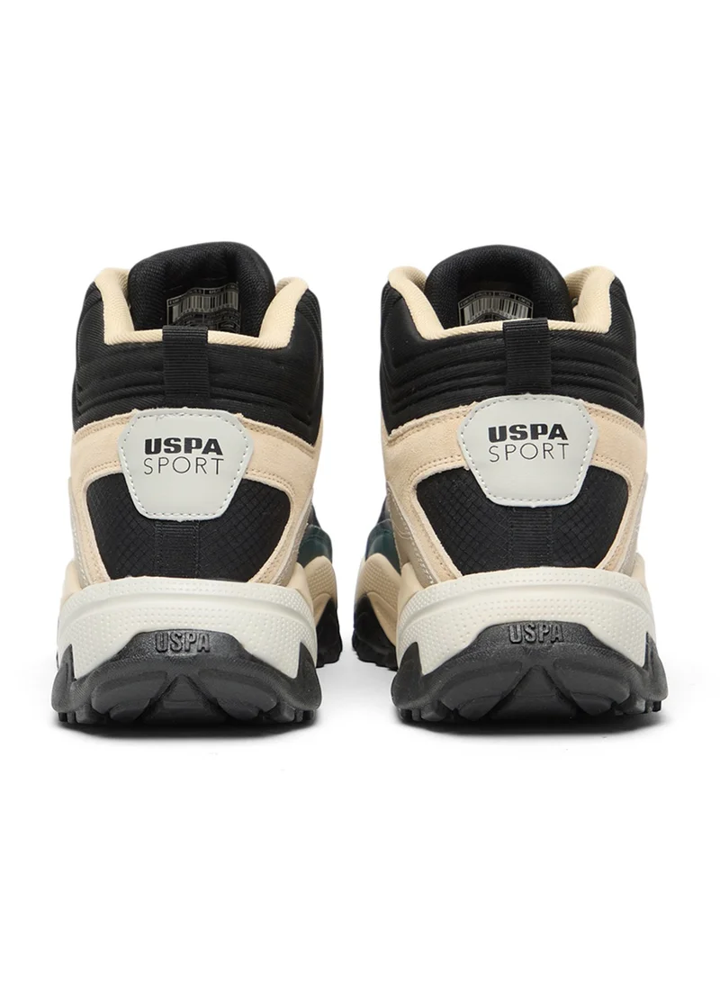 U.S. Polo Assn. Women's Beige High-Top Sneakers - Rugged Style with Durable Sole and Multi-Color Accents for Outdoor Wear