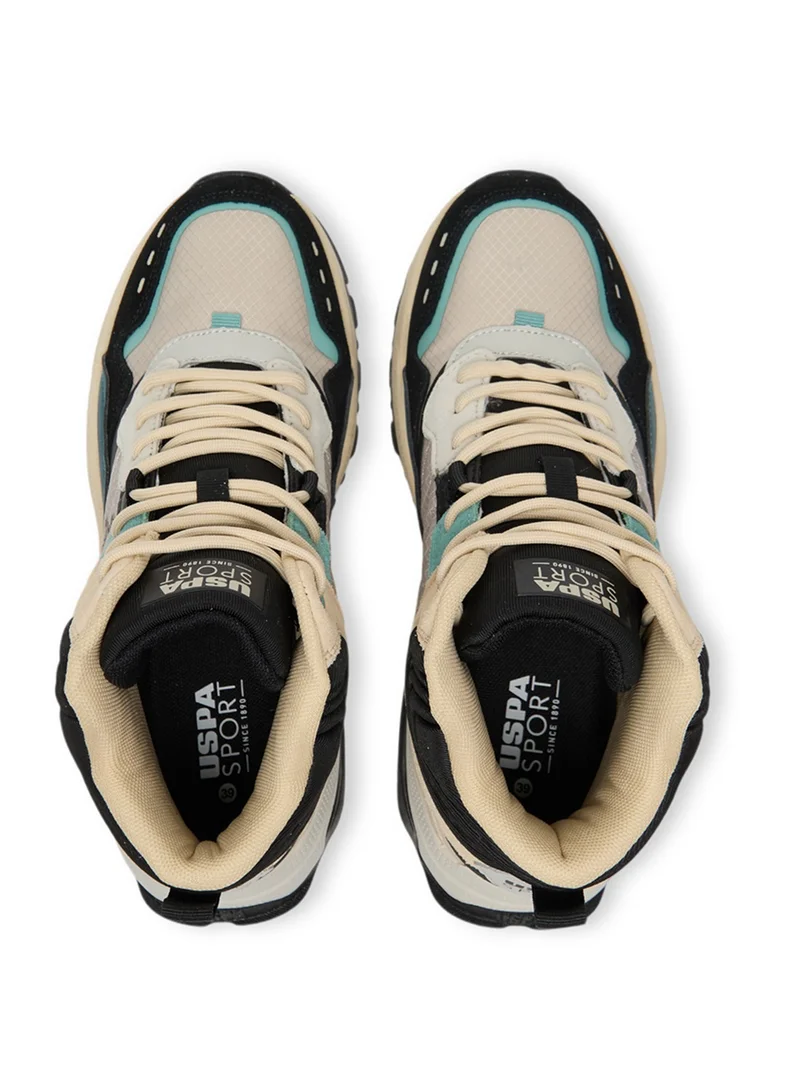 U.S. Polo Assn. Women's Beige High-Top Sneakers - Rugged Style with Durable Sole and Multi-Color Accents for Outdoor Wear
