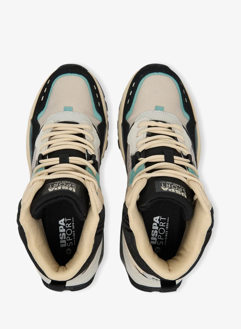 U.S. Polo Assn.  Women's Beige High-Top Sneakers - Rugged Style with Durable Sole Shoes and Multi-Color Accents for Outdoor Wear for Women | Best Price UAE