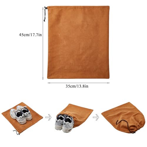 LAKE OF FIRE 4Piece Travel Shoe Bags for Packing 177 x 138 Dustproof Shoe Bags with Drawstring ClosureWashable ReusableBrown - Image 3