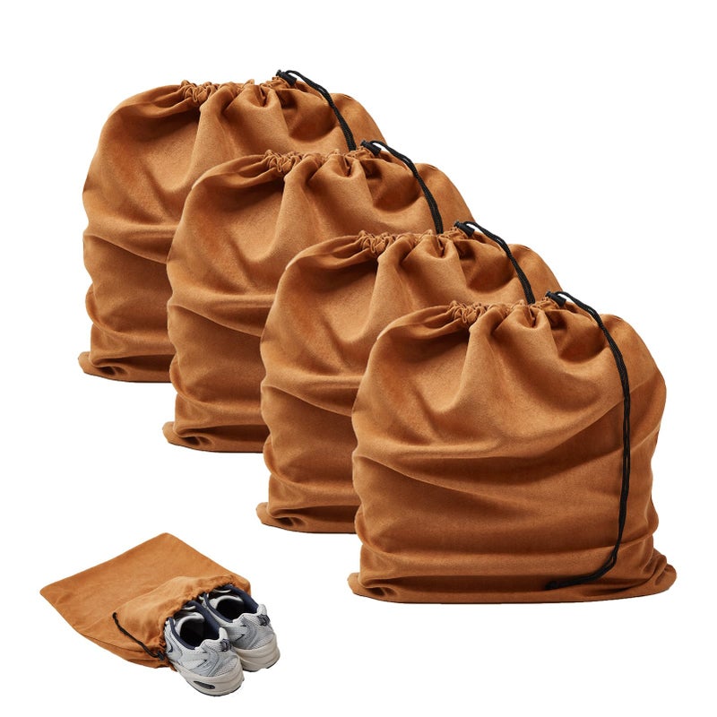 LAKE OF FIRE 4Piece Travel Shoe Bags for Packing 177 x 138 Dustproof Shoe Bags with Drawstring ClosureWashable ReusableBrown - Image 2