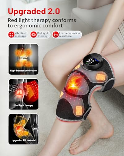 ROMISA Upgraded PRO Red Light Therapy Knee Brace & 4 Vibration Massage - Rechargeable Controller, 660nm&850nm Red Light Therapy Heated Device for Knee/Elbow/Shoulder - Image 5