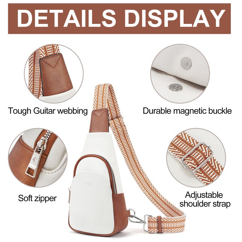 CLUCI Small Sling Bag for Women, Vegan Leather Fanny Pack Crossbody Bags for Women, Chest Bag With Guitar Strap - Image 5