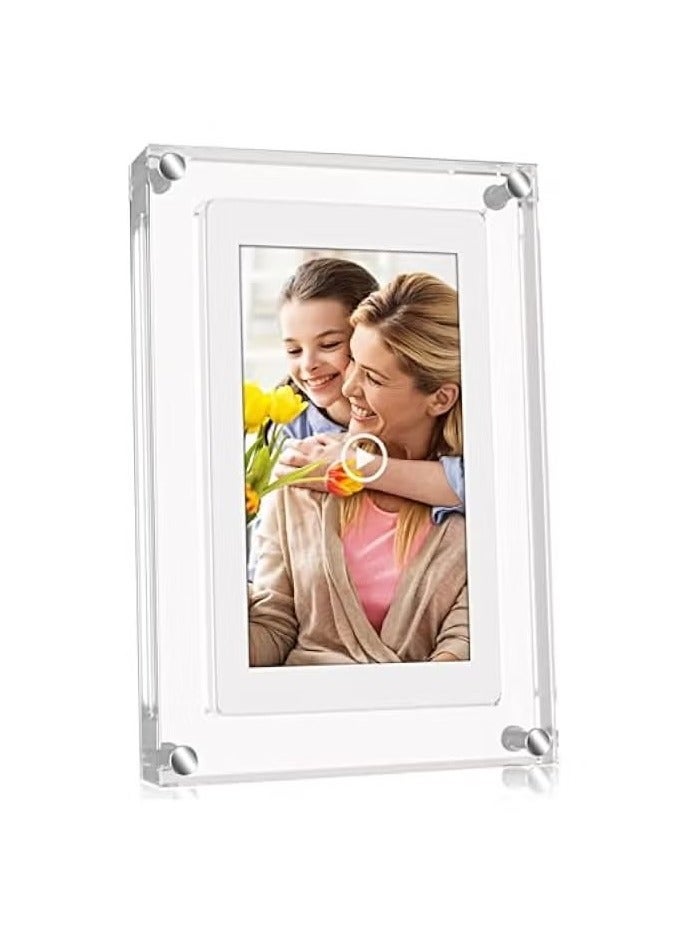 5 Inch Digital Picture Frame, Acrylic Video Frame, 1GB Memory, 1000mAh Built-in Battery, Perfect for Home Decor and Heartfelt Gifts  - Image 1