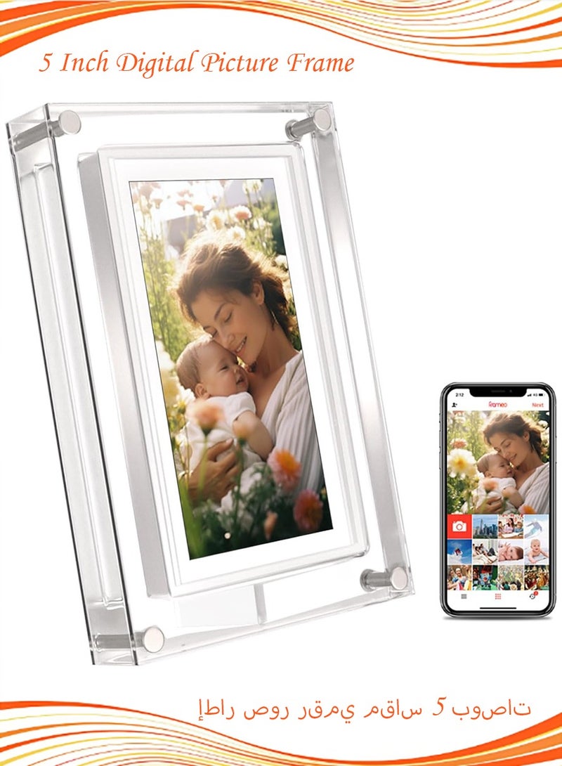 5 Inch Digital Picture Frame, Acrylic Video Frame, 1GB Memory, 1000mAh Built-in Battery, Perfect for Home Decor and Heartfelt Gifts - Image 1