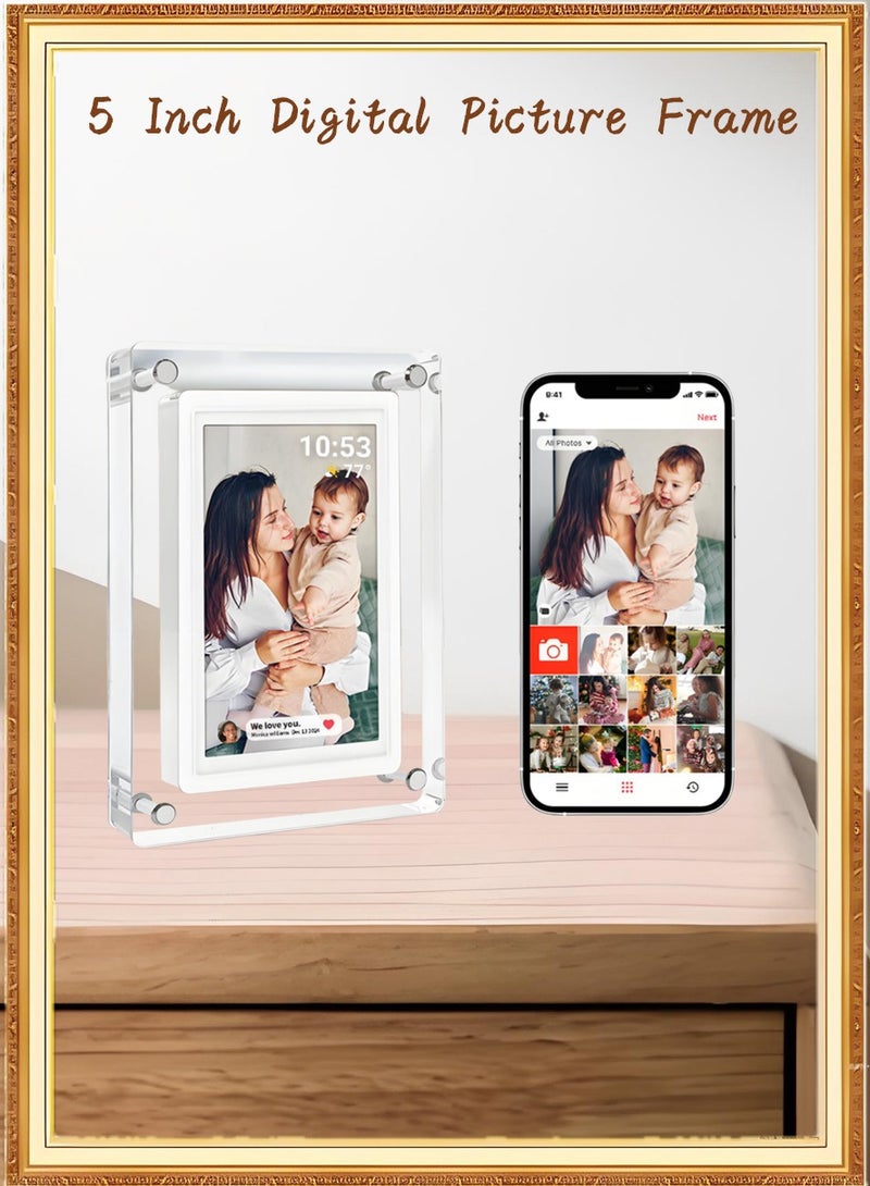 5 Inch Digital Picture Frame, Acrylic Video Frame, 1GB Memory, 1000mAh Built-in Battery, Perfect for Home Decor and Heartfelt Gifts - Image 1