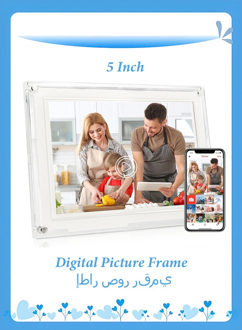 5 Inch Digital Picture Frame, Acrylic Video Frame, 1GB Memory, 1000mAh Built-in Battery, Perfect for Home Decor and Heartfelt Gifts - Image 1