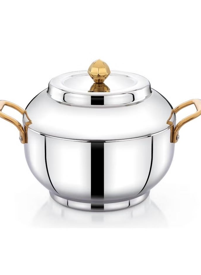 Homemaker Celerio Hotpot 7500ml – Premium Stainless Steel Casserole with Airtight Gold Lid & Silver Finish – Superior Heat Retention – Hand & Dishwasher Safe - Image 1