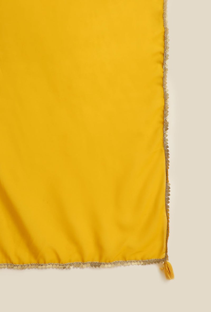 SHOPPING QUEEN Women's Georgette Embroidered Regular Fit Kurta Sharara Set With Dupatta (A509_Corn Yellow_Xs) - Image 5