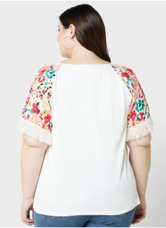 Printed Sleeve Tassle Detail Top - pzsku/Z823CF344E6762BB3BD9EZ/45/_/1707841149/6cca4fe9-f5a7-4514-845e-e5bd3e412a8c