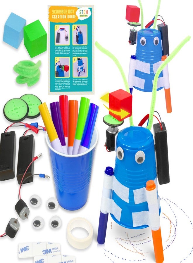 STEM Inventions DIY Doodle Scribble Bot Kit 2 Pack - Drawing Motorized Doodle Art Robot Projects for Kids - STEM & STEAM Robotics Activity, Ages 8 and up - Image 1