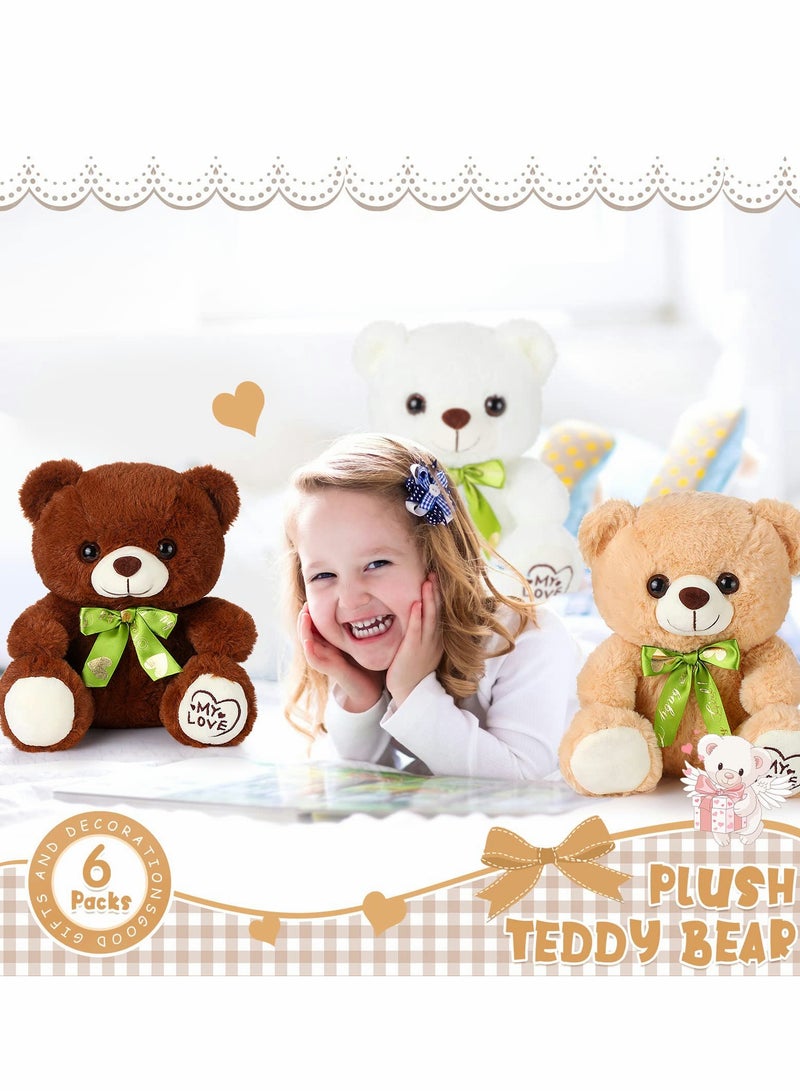 KASTWAVE 3 Pack Bear Stuffed Animals Plush, 10 Inch   Plush Toys Stuffed Bears with Ribbon Bow Ties for Baby Shower, Birthday,  , Easter Party Home Bedroom Decoration, 3 Colors - Image 3
