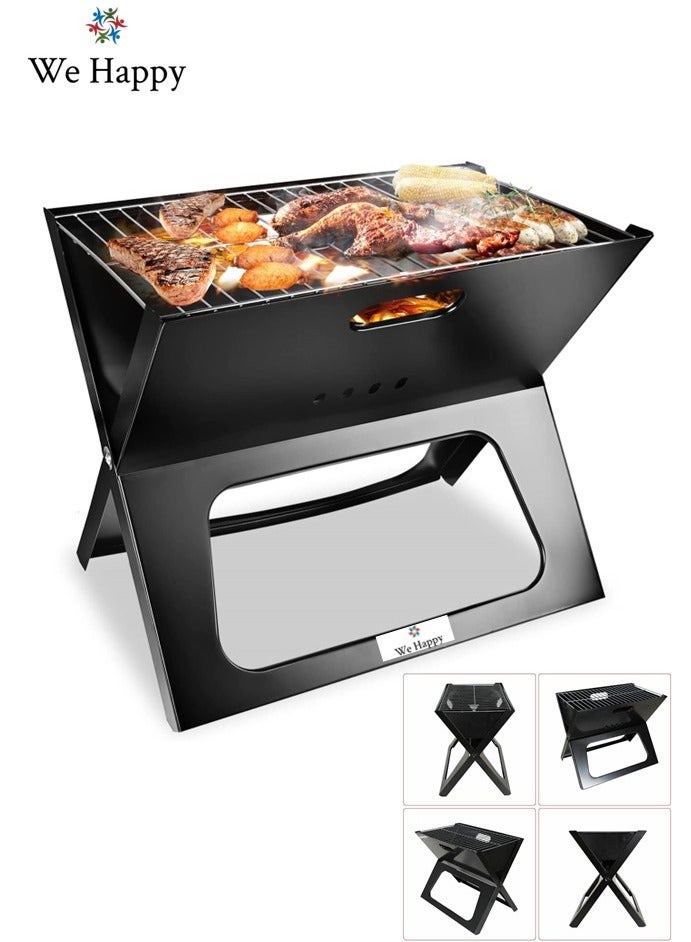 We Happy X Type Barbecue Portable Outdoor Charcoal Grill Foldable and Easy to Use - Image 1