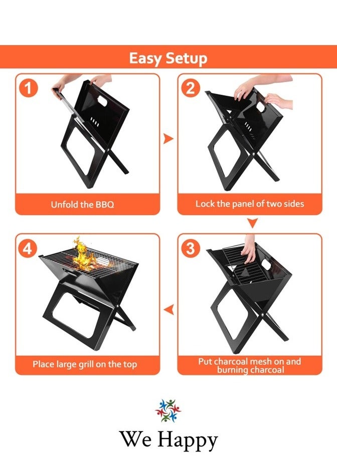 We Happy X Type Barbecue Portable Outdoor Charcoal Grill Foldable and Easy to Use - Image 3