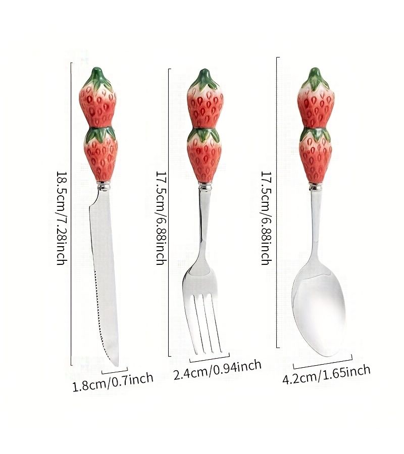 Ceramic Handle 304 Stainless Steel Steak Knife Fork Spoon Fruit Fork Dessert Spoon Set - Image 3