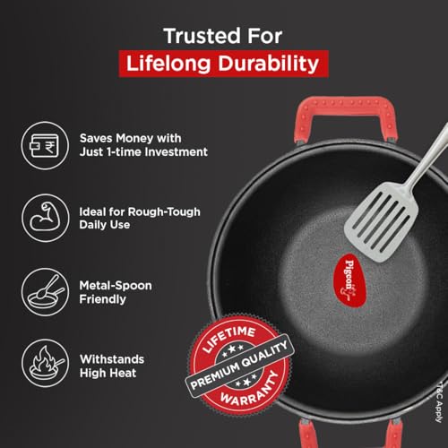Pigeon by Stovekraft Cast Iron Kadai with Glass Lid | Medium, 24 cm | Naturally Nonstick | Pre-Seasoned Kadhai with 100% vegetable oil | Toxin-Free | High Pressure Casting | Bring Back Nostalgic Taste - Image 3