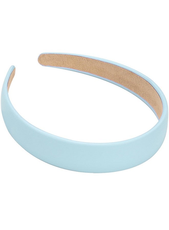 WantGor 1 Inch Pu Leather Headband Wide Padded Hairband Fashion Hair Bands Cute Womens Headbands Holiday Diy Hair Accessories (Blue) - Image 1