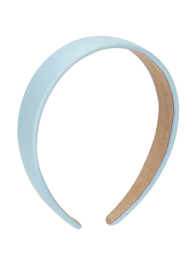 WantGor 1 Inch Pu Leather Headband Wide Padded Hairband Fashion Hair Bands Cute Womens Headbands Holiday Diy Hair Accessories (Blue) - Image 2