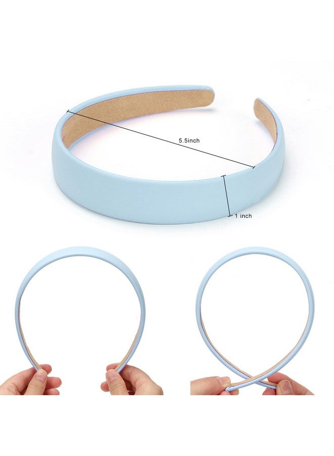 WantGor 1 Inch Pu Leather Headband Wide Padded Hairband Fashion Hair Bands Cute Womens Headbands Holiday Diy Hair Accessories (Blue) - Image 3