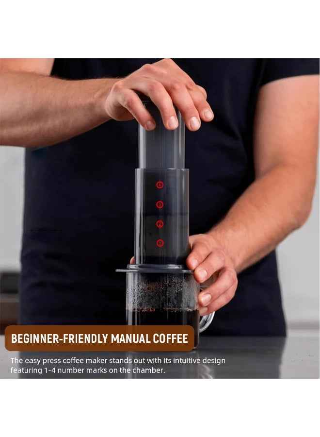Supvox® Coffee Press Percolator, 3 in 1 Coffee Press, with Detachable Design and 100 Paper Filters French Press, Easy Press Coffee Brewing Pot for Camping & Travel, Food Grade Manual Press (Grey) - Image 4