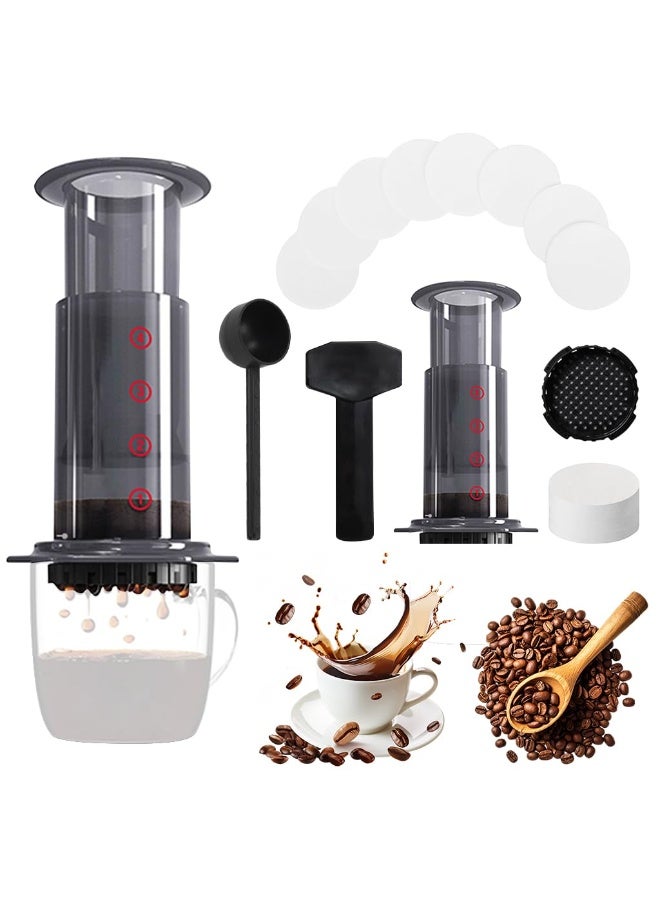 Supvox® Coffee Press Percolator, 3 in 1 Coffee Press, with Detachable Design and 100 Paper Filters French Press, Easy Press Coffee Brewing Pot for Camping & Travel, Food Grade Manual Press (Grey) - Image 1