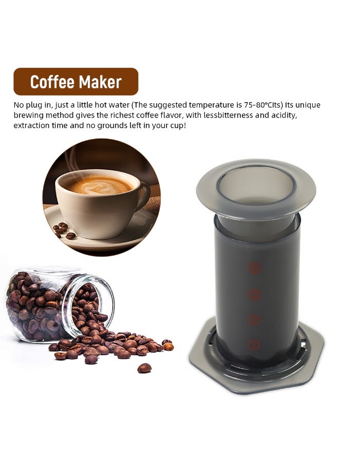 Supvox® Coffee Press Percolator, 3 in 1 Coffee Press, with Detachable Design and 100 Paper Filters French Press, Easy Press Coffee Brewing Pot for Camping & Travel, Food Grade Manual Press (Grey) - Image 2