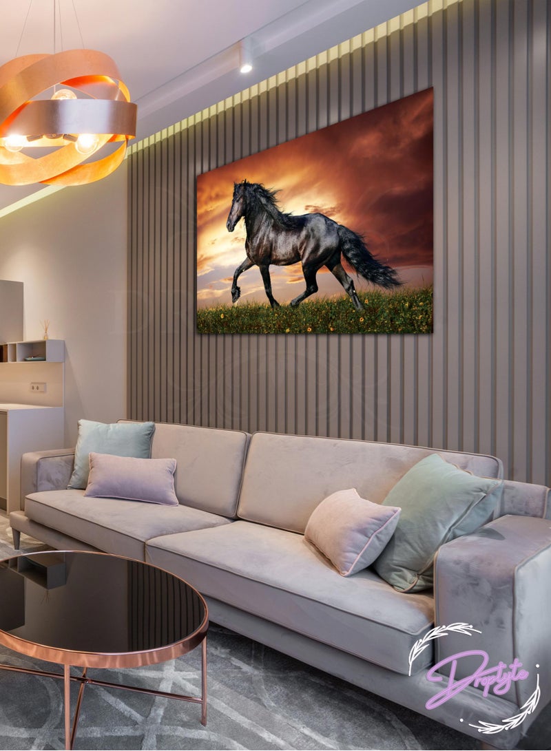 Droplyte Beautiful Horse Wall Art Canvas with Wooden Frame Home Decor 60cm x 40cm  - Image 1
