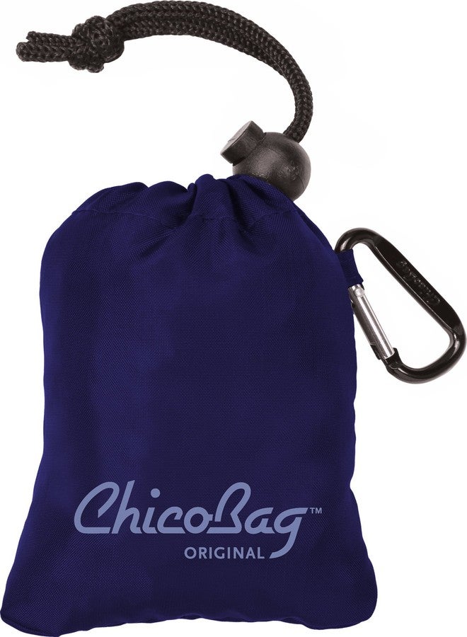 ChicoBag Original Compact Reusable Grocery Bag w/Attached Pouch and Carabiner Clip | Perfect for Shopping, Travel, Organization | Eco-Conscious Packable Tote | Mazarine Blue (Pack of 1) - Image 2