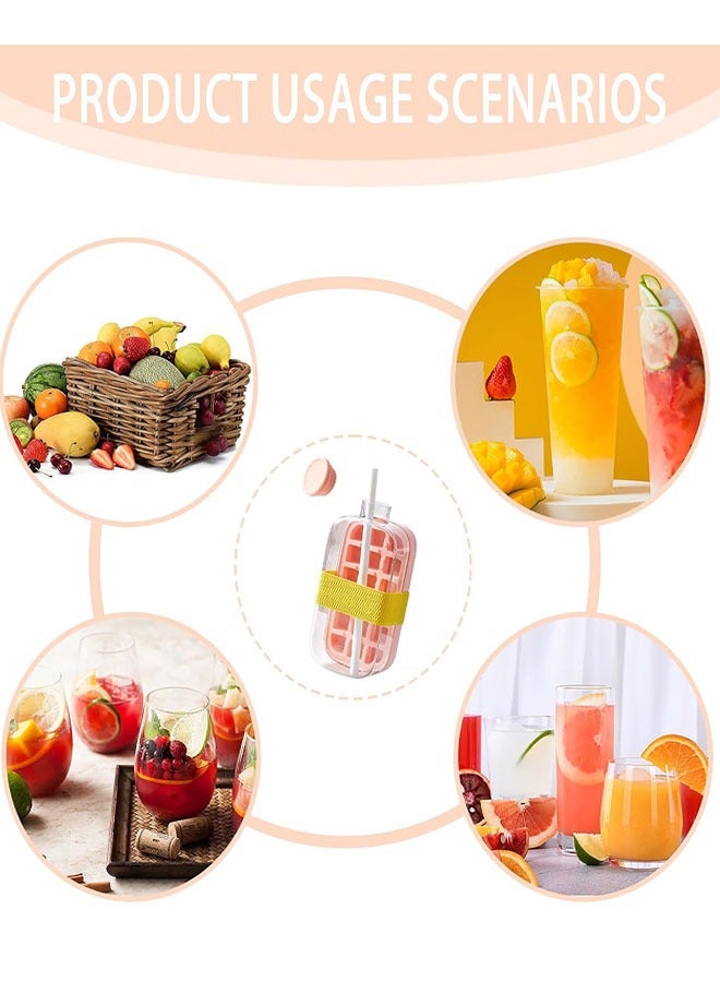 Ice Cube Bottle,  2 in 1 Ice Cube Tray Water Bottle with Lid and Bin, Ice Cube Making Bottle, Easy Press to Release Silicone Ice Cube Tray for Juice Beverages Coffee (Pink , 800 ML)  - Image 4