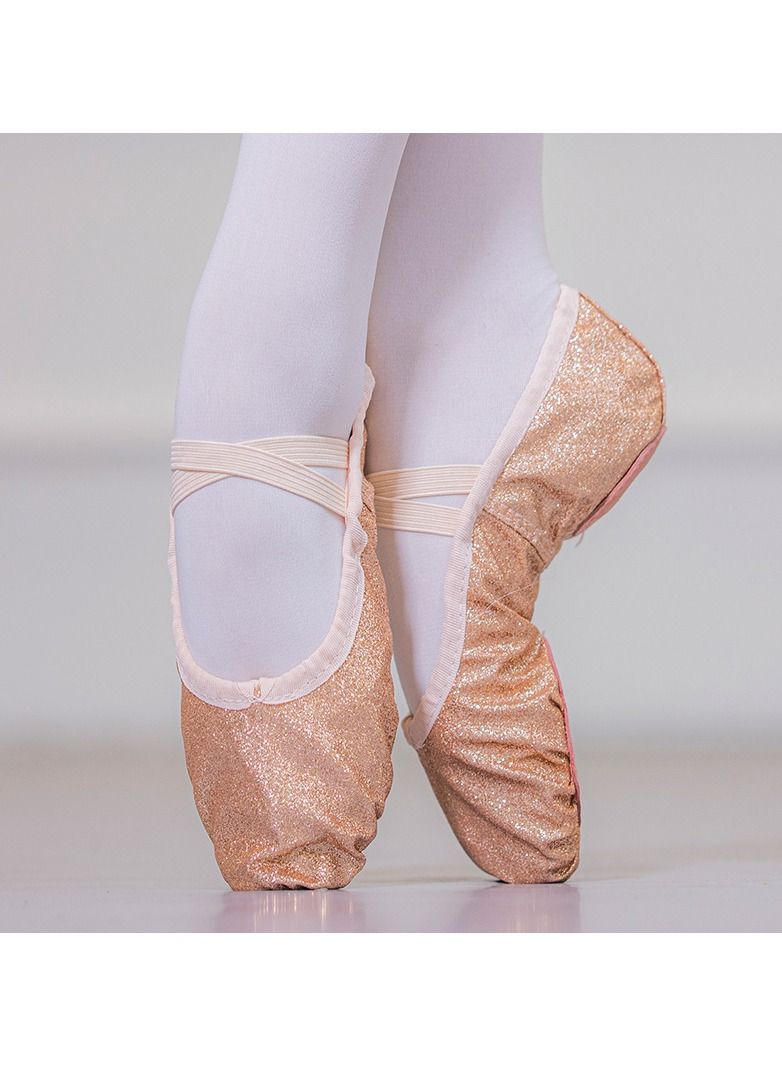 Girls'  Stage Performance Dance Shoes Performance Ballet Shoes Dance Shoes rose gold/pink colored ballet shoes
