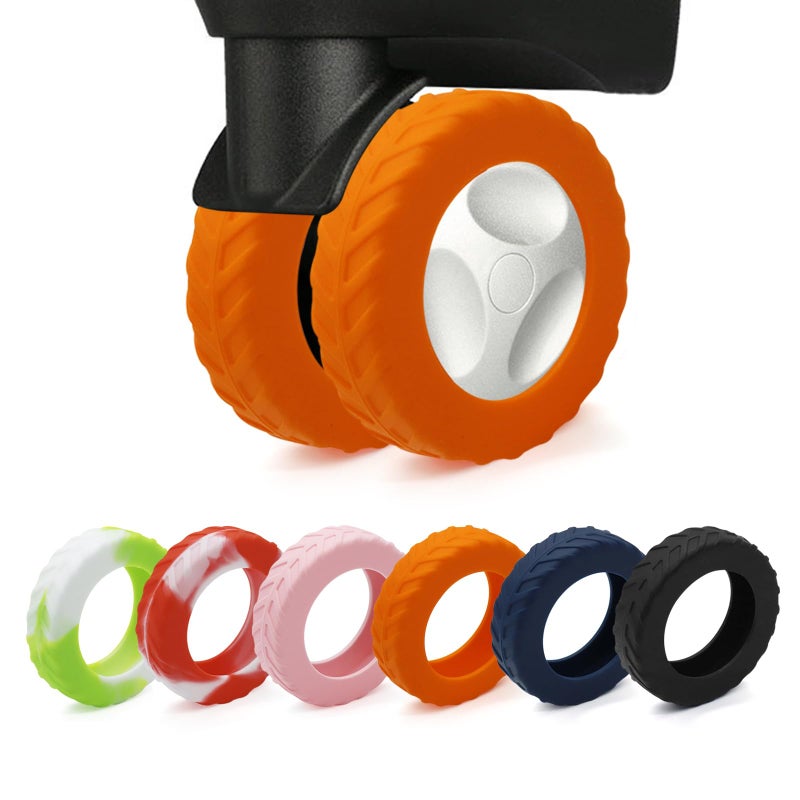 XYOFUN Luggage Compartment Wheel Protection Cover - Upgraded 8-Pack Anti Dust & Scratch Noise Reduction Carry On/Travel Suitcase Wheel Protector - For 2-2.4" wheels - Orange - Image 1