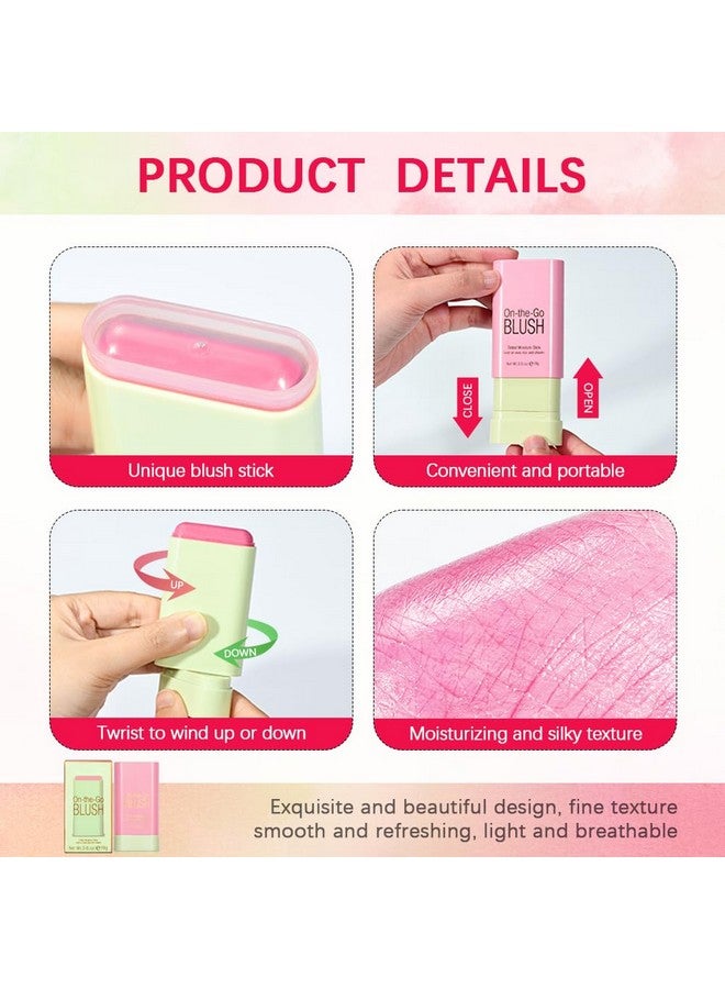 بامينفي أحمر خدود كريمي ناعم متعدد الاستخدامات، أحمر خدود 2 في 1 للاستخدام أثناء التنقل لتلوين الخدود والشفاه، مقاوم للماء ومرطب طبيعي صلب قابل للمزج بلمسة نهائية غير لامعة، 01 وردي خجول - Image 3