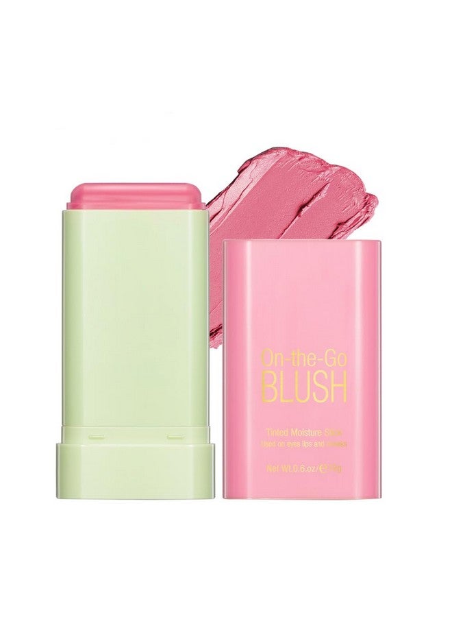 بامينفي أحمر خدود كريمي ناعم متعدد الاستخدامات، أحمر خدود 2 في 1 للاستخدام أثناء التنقل لتلوين الخدود والشفاه، مقاوم للماء ومرطب طبيعي صلب قابل للمزج بلمسة نهائية غير لامعة، 01 وردي خجول - Image 1