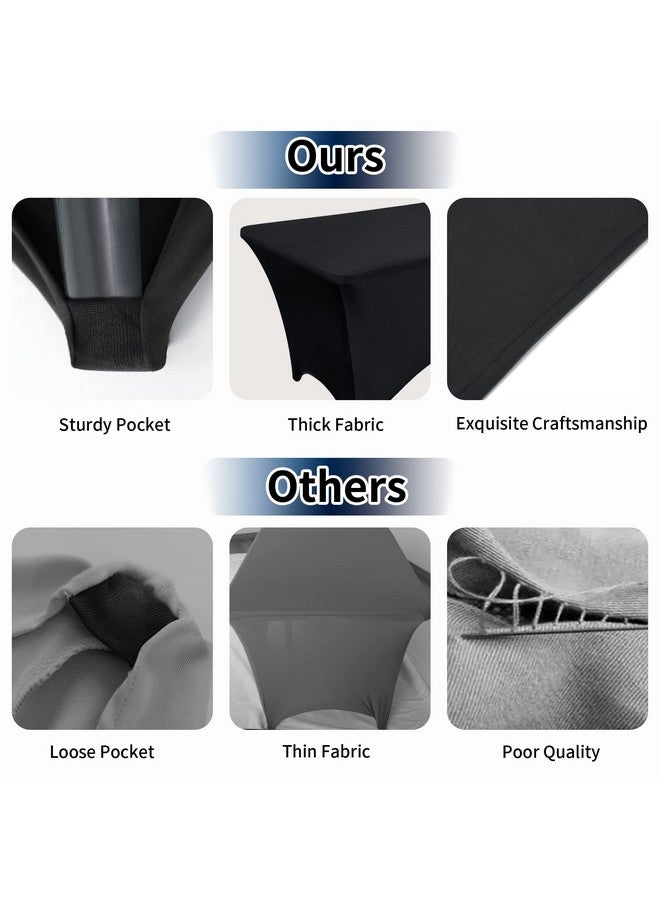 PureFit أغطية طاولات سبانديكس سوداء 6 أقدام، أقمشة طاولات مناسبة لطاولات مستطيلة 6 أقدام، مفرش طاولة مرن ومطاطي خالي من التجاعيد للحفلات، الزفاف، عيد الميلاد، أكشاك البائع، عبوة من 2 - Image 5