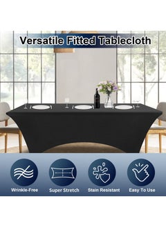 Spandex Black Table Covers 6Ft Fitted Table Clothes For 6 Foot Rectangle Tables, Elastic Massage Stretch Wrinkle Free Tablecloth For Party, Wedding, Birthday, Vendor Stand, 2 Pack - pzsku/Z823D6E107EB7E2C0F206Z/45/_/1733731362/d1d3e7e3-fbaf-4d04-8854-f339953cc8d0