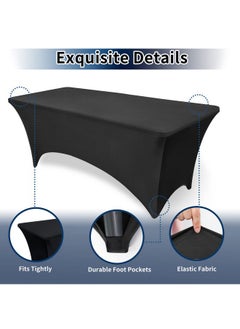 Spandex Black Table Covers 6Ft Fitted Table Clothes For 6 Foot Rectangle Tables, Elastic Massage Stretch Wrinkle Free Tablecloth For Party, Wedding, Birthday, Vendor Stand, 2 Pack - pzsku/Z823D6E107EB7E2C0F206Z/45/_/1733731365/d2cbcdd0-5a1a-4410-8d3c-3ef11dc569be